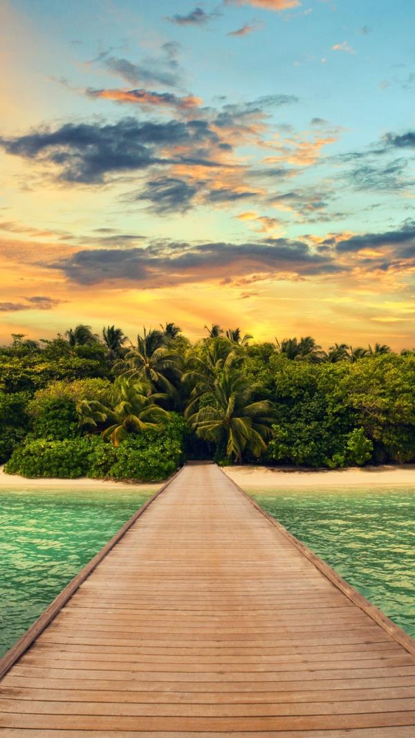 热带海岛风光与木桥唯美风景