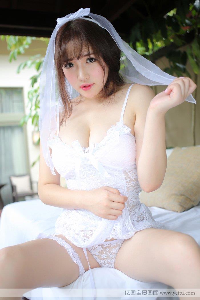 美媛馆性感新娘白色婚纱童颜巨乳系列