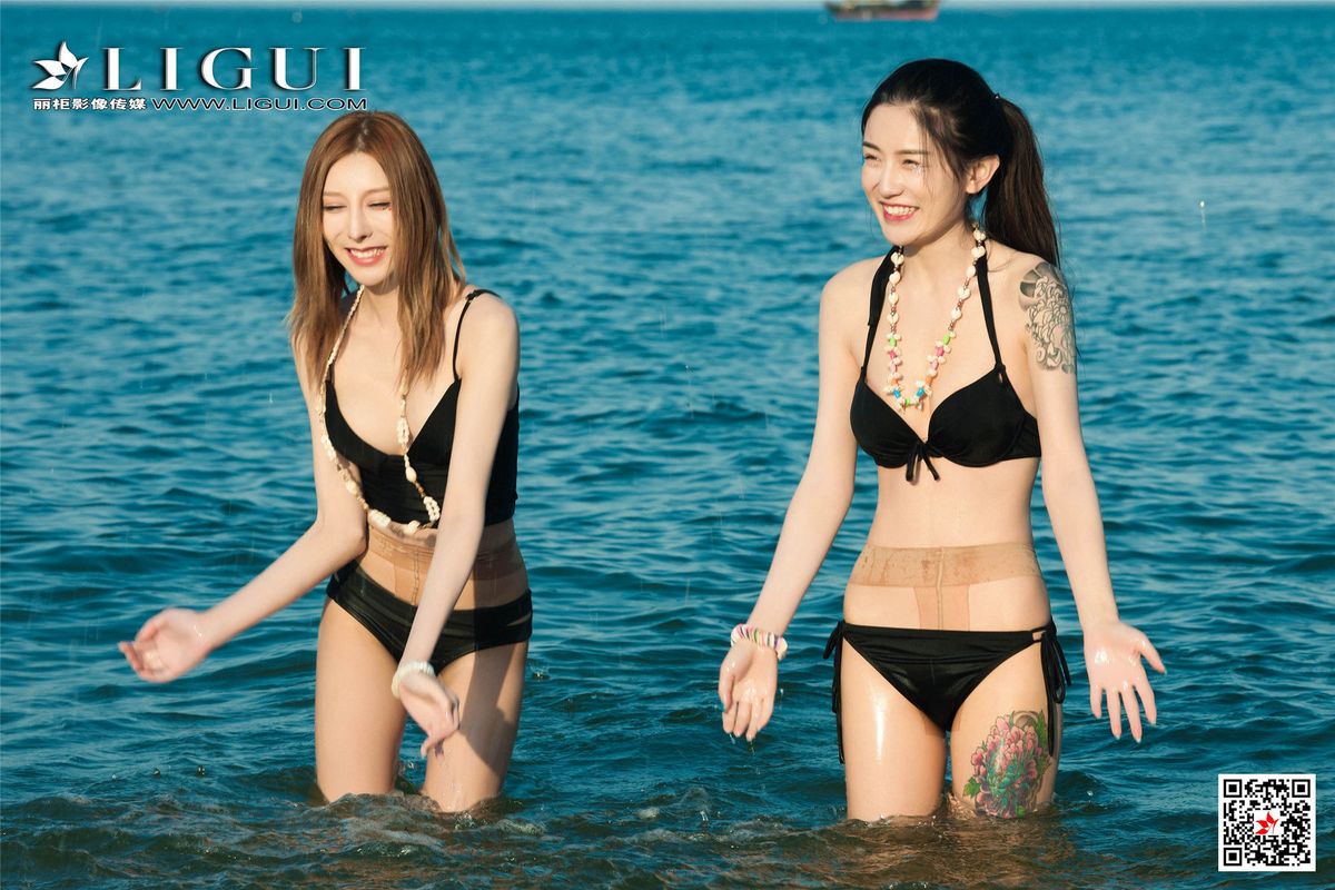 网络丽人丽柜兔子&丽柜甜甜海边姐妹花丝袜美腿系列写真